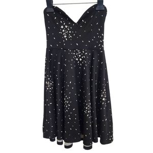 Pins and Needles Strapless Sweetheart Neckline Black Foral Circle Mini Dress XS
